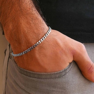Sterlingzilveren platte kinband heren