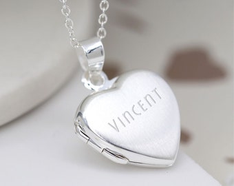 Personalised Sterling Silver Heart Locket Necklace - Etsy España