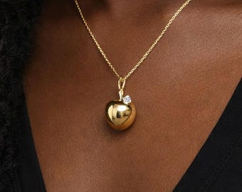 Personalised Gold Plated Sterling Silver Apple For The Teacher Pendant Necklace