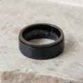 Mens Personalised Classic Black Steel Spinner Ring