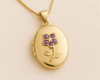 Solid 9ct Gold Forget Me Not Locket