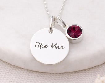 Personalised Sterling Silver February Birthstone Amethyst Pendant Necklace