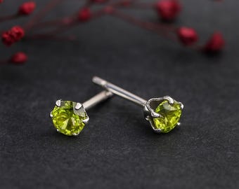 Sterling Silver Peridot Micro Stud Earrings