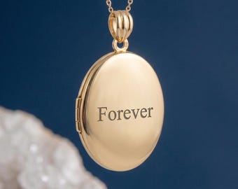 Large Personalised Photo Locket Necklace In Solid 9ct Gold