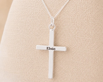 Personalised Sterling Silver Cross Pendant Necklace