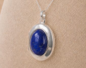 Personalised Sterling Silver Lapis Lazuli Gemstone Locket Necklace With Photos