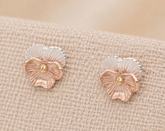 Sterling Silver Violet Flower Stud Earrings – 7mm
