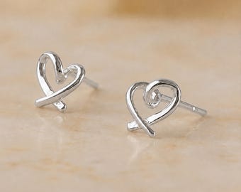 Boucles d'oreilles Paloma en forme de cœur, en argent sterling