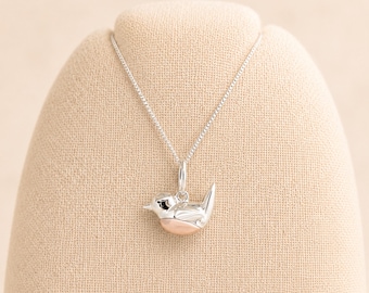 Personalised Sterling Silver And Rose Gold Robin Pendant Necklace