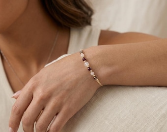Personalised Capricorn Zodiac Gemstone Bead Bracelet With Gold Plating