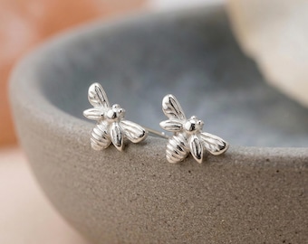 Bumble Bee Stud Earrings in Sterling Silver