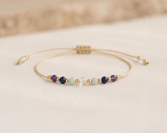 Personalised Virgo Zodiac Gemstone Bead Bracelet With Gold Plating