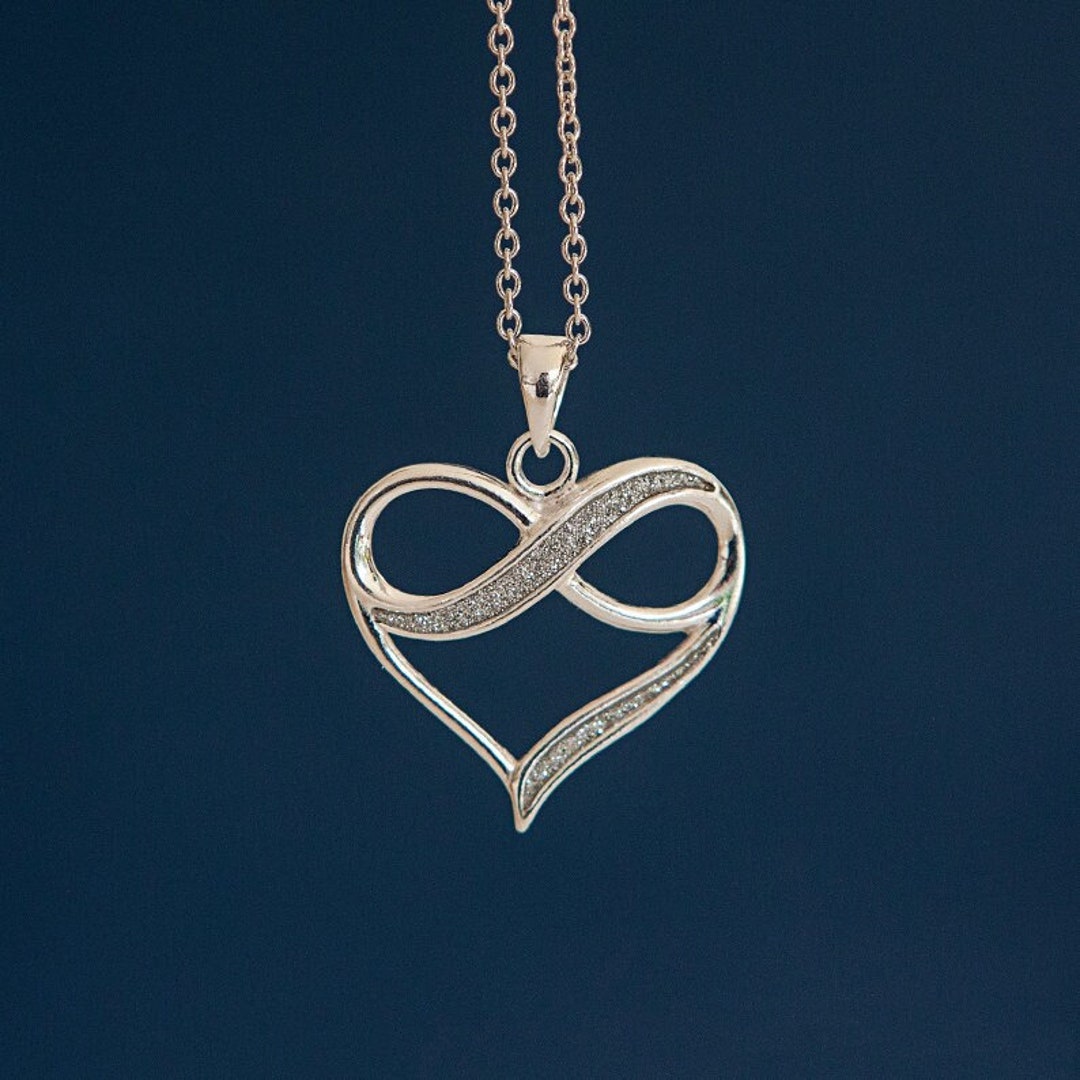 Infinity Heart Necklace in Sterling Silver, Eternity Heart Pendant, Cut ...