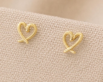 5mm Gold Plated Sterling Silver Paloma Open Heart Stud Earrings