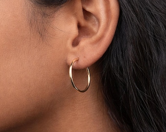 Solid 9ct Gold Hoop Earrings – 24mm