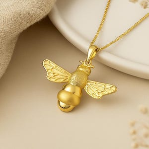 Gold Plated Sterling Silver Bumble Bee Necklace - Personalized Engraving