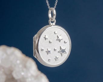 Personalised Galaxy Star Photo Locket Necklace in Sterling Silver