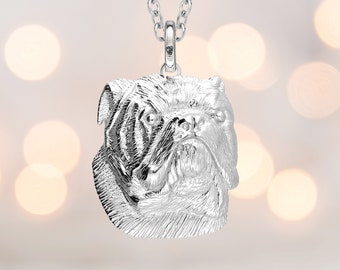 Personalised Sterling Silver Bulldog Necklace