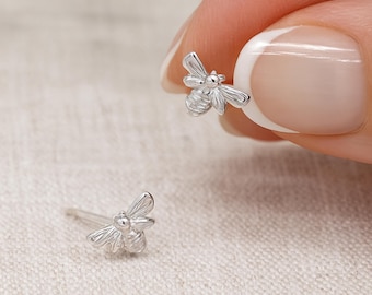 Sterling Silver Bee Stud Earrings – 10mm x 7mm