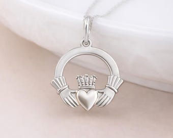 Personalised Sterling Silver Irish Claddagh Pendant Necklace