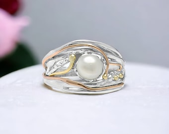 Sterling Silver Organic White Freshwater Pearl Ring