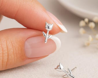 Sterling Silver Rosebud Stud Earrings – 8mm X 4mm