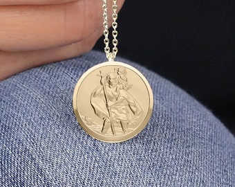 Personalised 18ct Gold Plated St Christopher Necklace