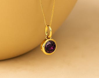 Personalised Gold Plated Sterling Silver February Amethyst Birthstone Necklace