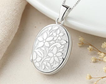 Personalised Sterling Silver Vintage Flower Locket