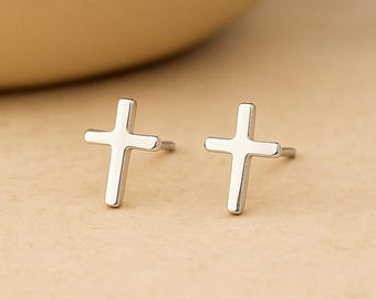 Sterling Silver Cross Stud Earrings