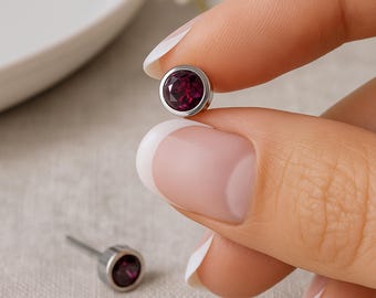 Sterling Silver February Birthstone Stud Earrings – 7mm