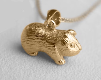 Personalised Yellow Gold Plated Sterling Silver Guinea Pig Necklace