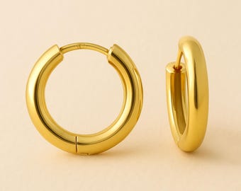 Gold Plated Sterling Silver Chunky Hoop Earrings