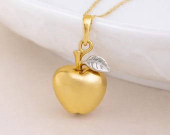 Personalised Gold Plated Sterling Silver Apple For The Teacher Pendant Necklace