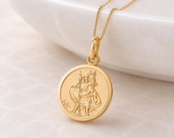 Personalised Gold Plated Sterling Silver St Christopher Pendant Necklace