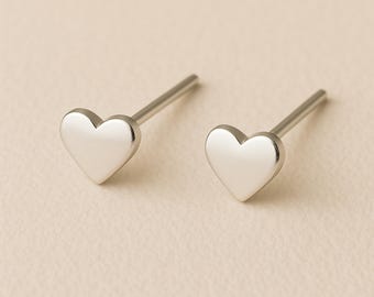 Mini Sterling Silver Heart Stud Earrings