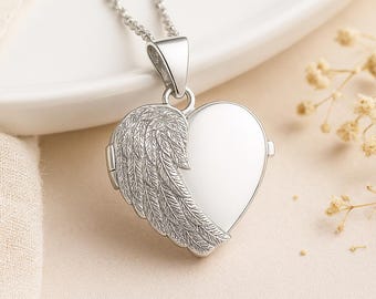 Personalised Sterling Silver Angel Wing Locket