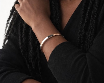 Personalised Sterling Silver Square Cut Hinged Bangle Bracelet