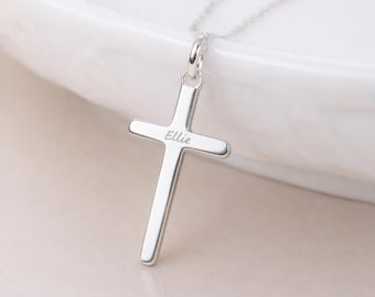 Personalised Sterling Silver Cross Pendant Necklace