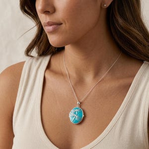 Personalised Blue Dragonfly Photo Locket Necklace in Sterling Silver