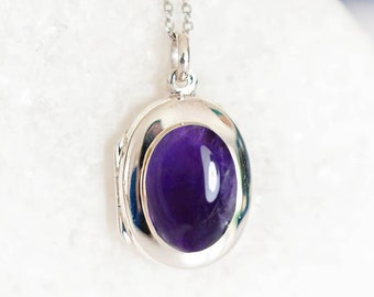 Personalised Sterling Silver Amethyst Locket