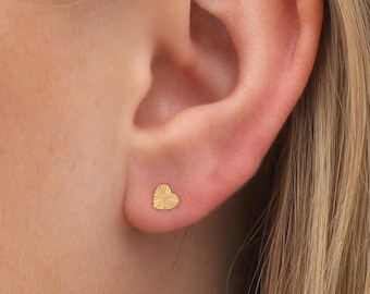 Gold Plated Sterling Silver Sunburst Heart Stud Earrings