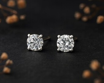 Mini Sterling Silver Moissanite Diamond Stud Earrings