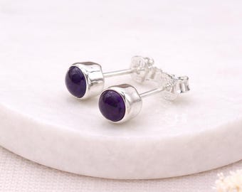 Sterling Silver Amethyst Stud Earrings – 6mm
