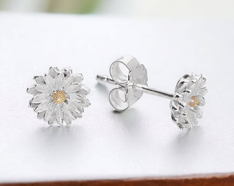 Sterling Silver September Birth Flower Stud Earrings