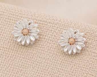 8mm Sterling Silver And Gold Plated Aster Stud Earrings