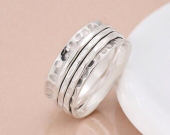 Personalised Sterling Silver Triple Spinner Ring – 8mm