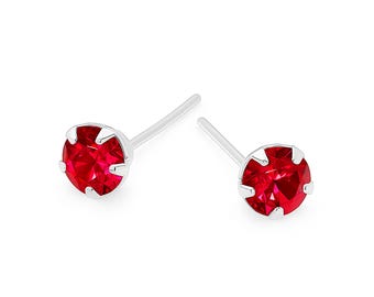 Sterling Silver July Birthstone Micro Stud Earrings – 3mm