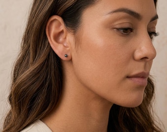 Personalised Tiny Black Freshwater Pearl Stud Earrings In Sterling Silver