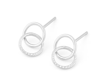 Sterling Silver Linked Hoop Earrings: Modern Minimalist Jewelry